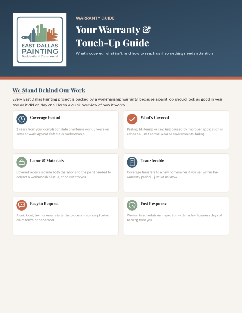 Warranty and touch-up guide cover